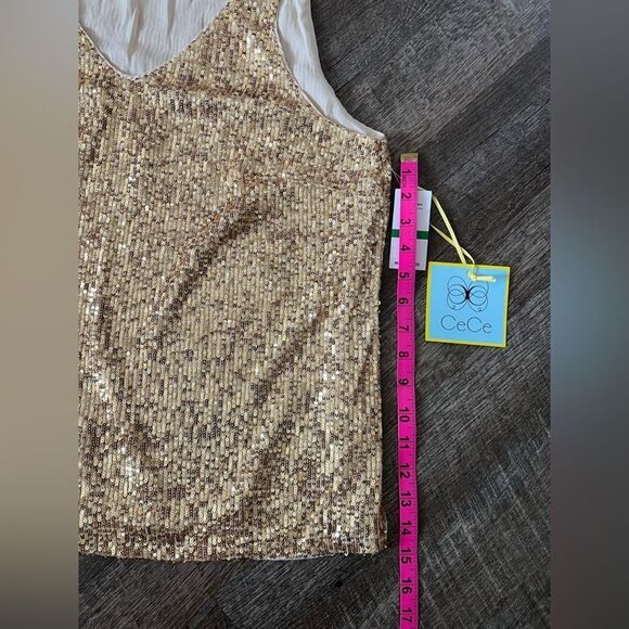Cece V-Neck Sequin Lined Blouse- Size Large - Picture 7 of 8